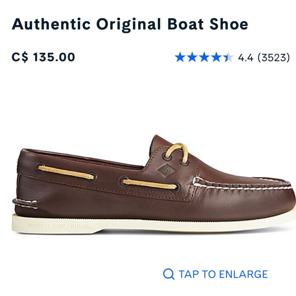 Classic Brown Men’s Original Boat Shoe size 10